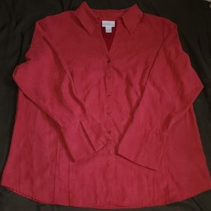 Deep Red Button Down Top by Worthington Women Size 2X